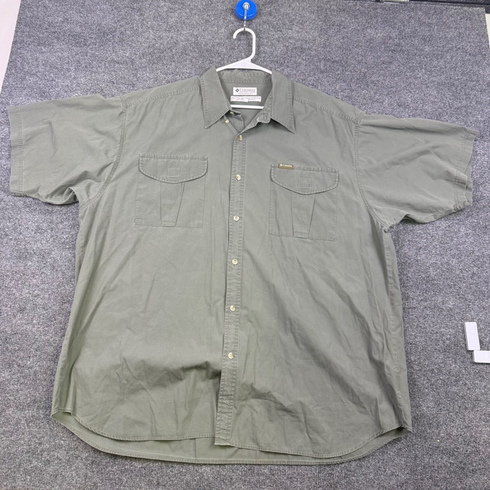 Columbia‎ Mens 3X Olive Green Short Sleeve Cotton Utility Button Shirt LS7331